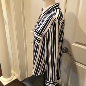 Stripped blue and white button up